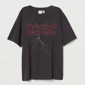 H&M ACDC Band Printed Tee Shirt Size XS